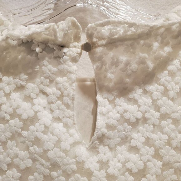 Jill Stuart Embroidered White Lace Shirt with Ruffle Sleeves Women's Large - Picture 6 of 10